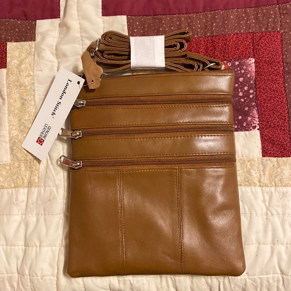 NWT London Stitch genuine leather cross-body bag